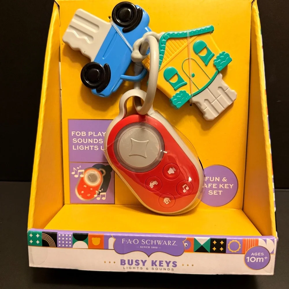 FAO Schwarz Busy Keys Toy Kids Ages 10m+ New Lights and Sounds Musical Fob Set